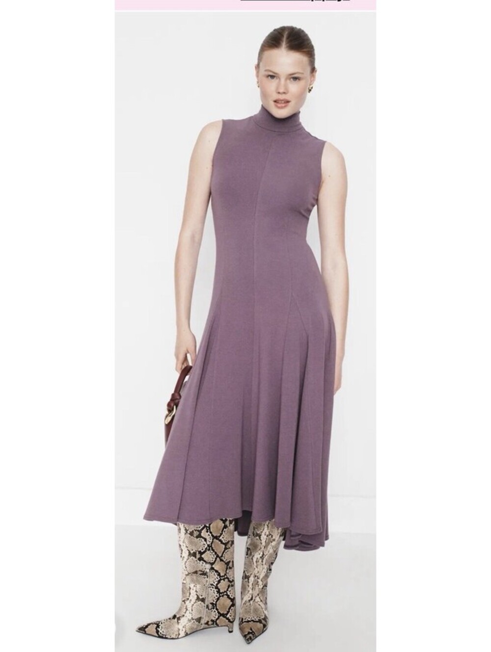 Peter Som Purple Maxi Dress Mock Neck Midi Sleeveless FADED/USED/SHOWS WEAR $440